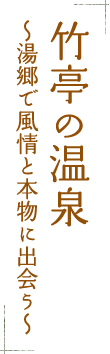 竹亭の温泉～湯郷で風情と本物に出会う～